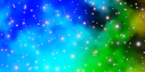 Light Blue, Green vector pattern with abstract stars.