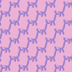 Seamless pattern balloon dogs. Background of circus bubble animal in doodle style.