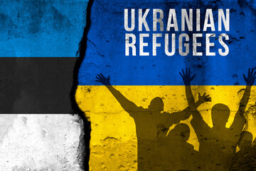 Ukrainian refugees to Estonia. War and military conflict, Russia aggressor. Crisis, migration and...