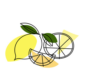 lime and lemon slice in line art