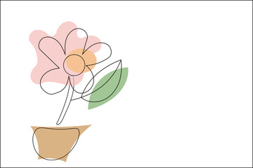 flower in line art with leaves