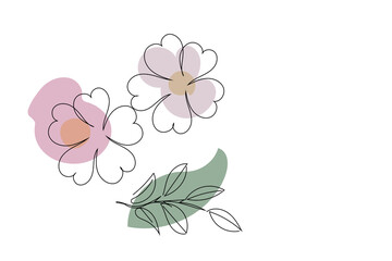 flower in line art with leaves