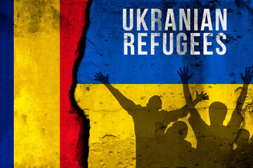 Ukrainian refugees to Romania. War and military conflict, Russia aggressor. Crisis, migration and...