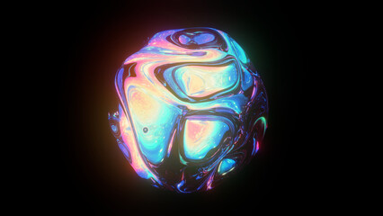 3d rendered abstract shape with detailed reflection and dispersion.