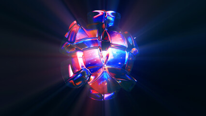 3d rendered abstract shape with detailed reflection and dispersion.