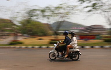 Fototapeta premium person riding a bike