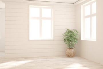 Fototapeta premium White empty room. Scandinavian interior design. 3D illustration