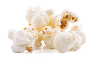 Fototapeta na wymiar Heap of delicious popcorn, isolated on white background