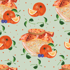 seamless pattern orange jam in a jar