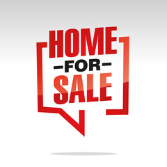 Home for Sale info graphic sign red white isolated button sticker label icon