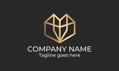 Minimal golden corporate logo design 