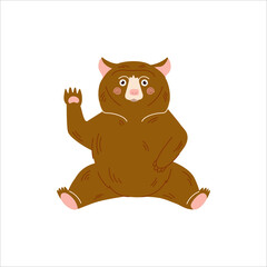 Cute bear cartoon vector illustration. Grizzly bear isolated on white background