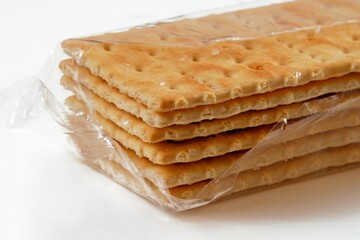 Backing soda salt cookie bag on white background.