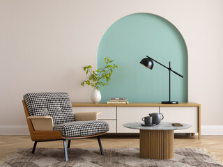 Modern style conceptual interior room 3d illustration - 500761207
