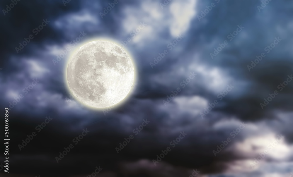 Wall mural night starry sky moon moonlight nebula dark blue nature landscape weather forecast cosmic background