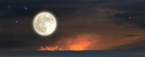 Obraz na płótnie Canvas night starry sky moon moonlight nebula dark blue sunset nature landscape weather forecast cosmic background 