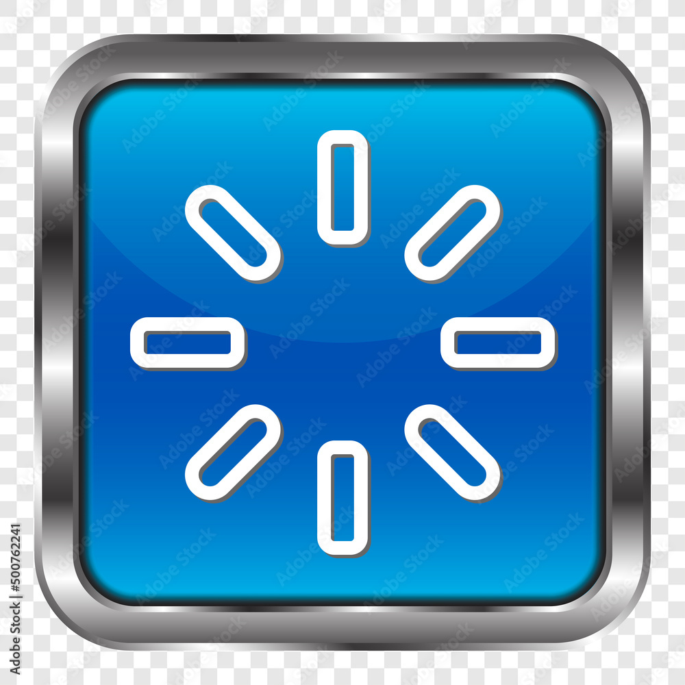 Aufkleber loading simple icon vector. flat design. metal, blue square button. transparent grid.ai