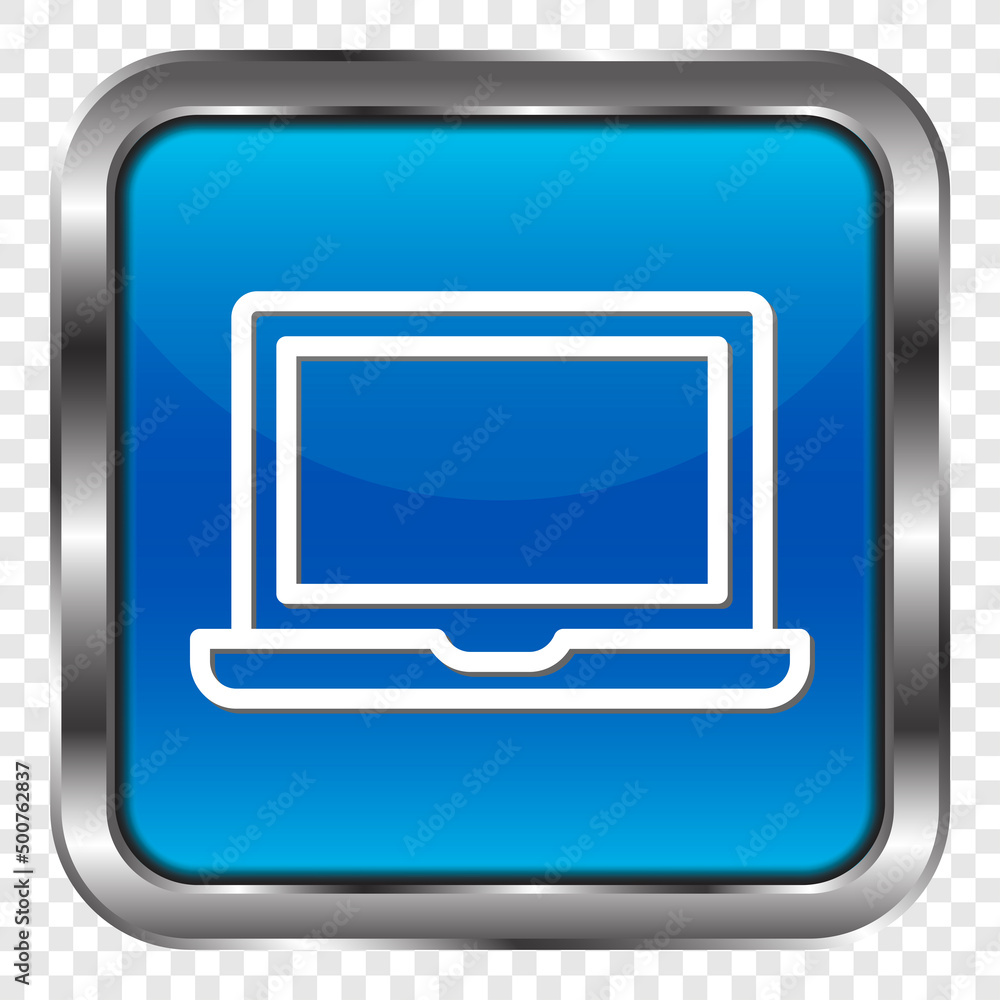 Aufkleber notebook simple icon vector. flat design. metal, blue square button. transparent grid.ai