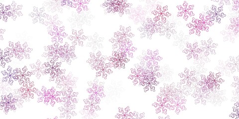 Light purple, pink vector doodle pattern with flowers.