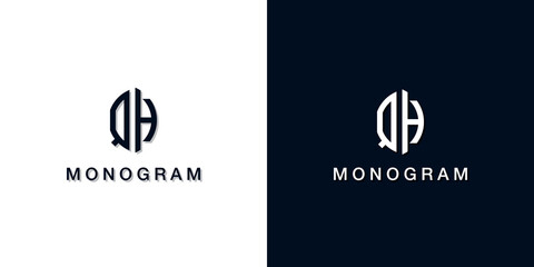 Fototapeta na wymiar Leaf style initial letter QH monogram logo.