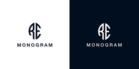 Fototapeta Leaf style initial letter RE monogram logo. obraz