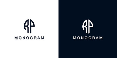 Leaf style initial letter RP monogram logo.