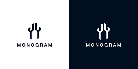 Leaf style initial letter YY monogram logo.