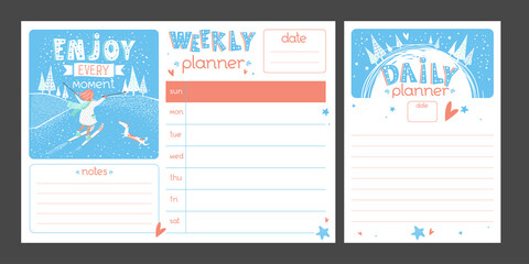 Motivational Planner set with hand drawn lettering 