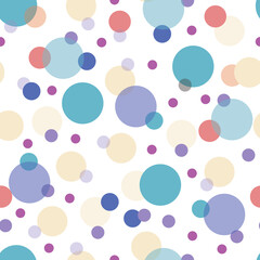 Vector green purple blue creme circles overlap seamless background pattern. Abstract seamless pattern isolated on a white background. Design use for print, cover, fabric, interior and other users