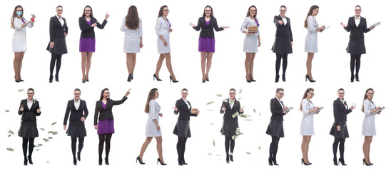 collage of a woman in full growth displaying many professions
