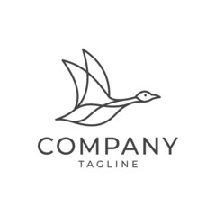 goose logo swan icon design vector in trendy and abstract luxury line outline style © ellistya