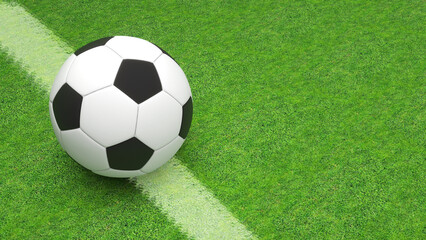 Fototapeta na wymiar soccer ball on green grass field,football match,3d rendering