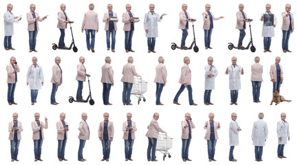 Obraz premium collage of a woman in full growth displaying many professions