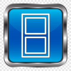 Number eight, numeral simple icon vector. Flat design. Metal, blue square button. Transparent grid.ai