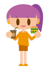 ハンバーガーを食べる女の子