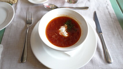 Barszcz Ukraiński, czerwony jedzenie, zupa, posiłek, kuchnia tradycyjna,