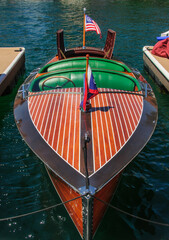 Vintage Runabout Boat in Slip
