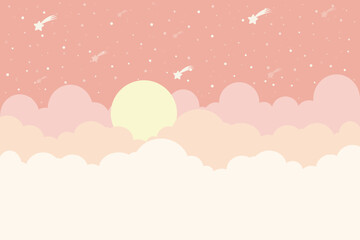 children's poster clouds in pink shades for children's rooms