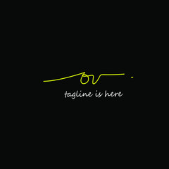 Initial Letter Ov Logo - Handwritten Signature Logo