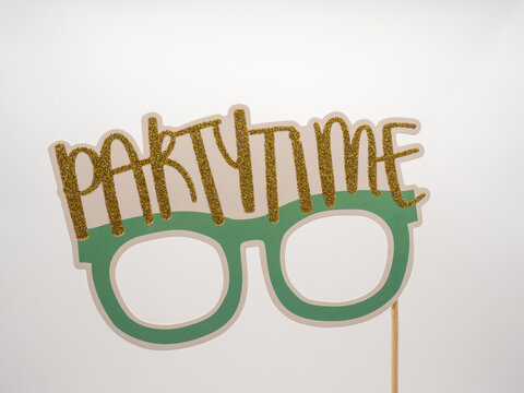 photo booth accessories, glasses with party time inscription