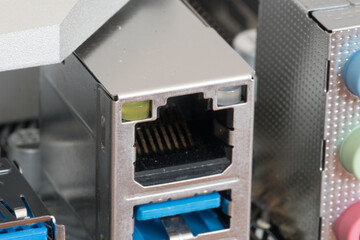 An Ethernet-over-twisted-pair port. Ethernet port on motherboard.