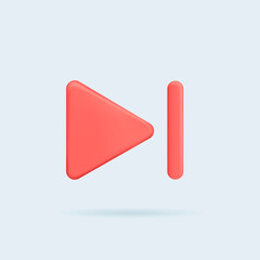 Skip to the end, next, music player button. 3d vector icon. Cartoon minimal style. 3d illustration of simple vector icon