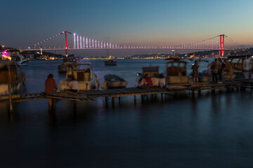 Obraz premium Fatih Sultan Mehmet Bridge and Rumeli Fortress, Uskudar Istanbul Turkey