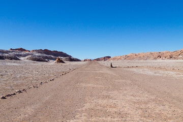 Fototapeta na wymiar Dirt road perspective view,Chile