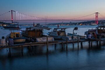 Obraz premium Fatih Sultan Mehmet Bridge and Rumeli Fortress, Uskudar Istanbul Turkey