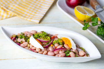 Turkish foods; dried beans salad (Turkish name; piyaz)