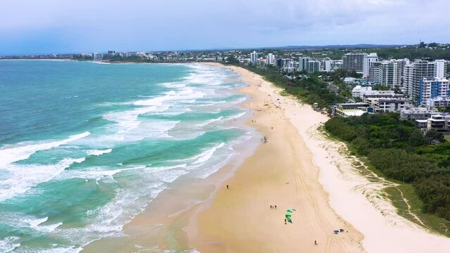 Aerial view of a kitesurfing competition, Queensland, Australia.