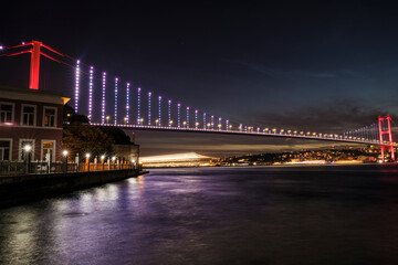 15 July Martyrs Bridge in the Night Lights, Uskudar Istanbul Turkey