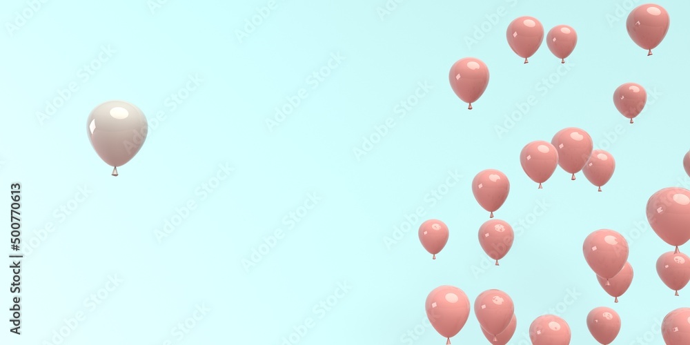 Poster one out unique floating balloon concept - 3d render
