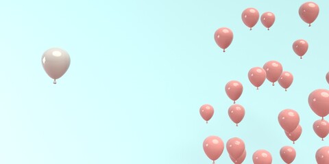 One out unique floating balloon concept - 3D render
